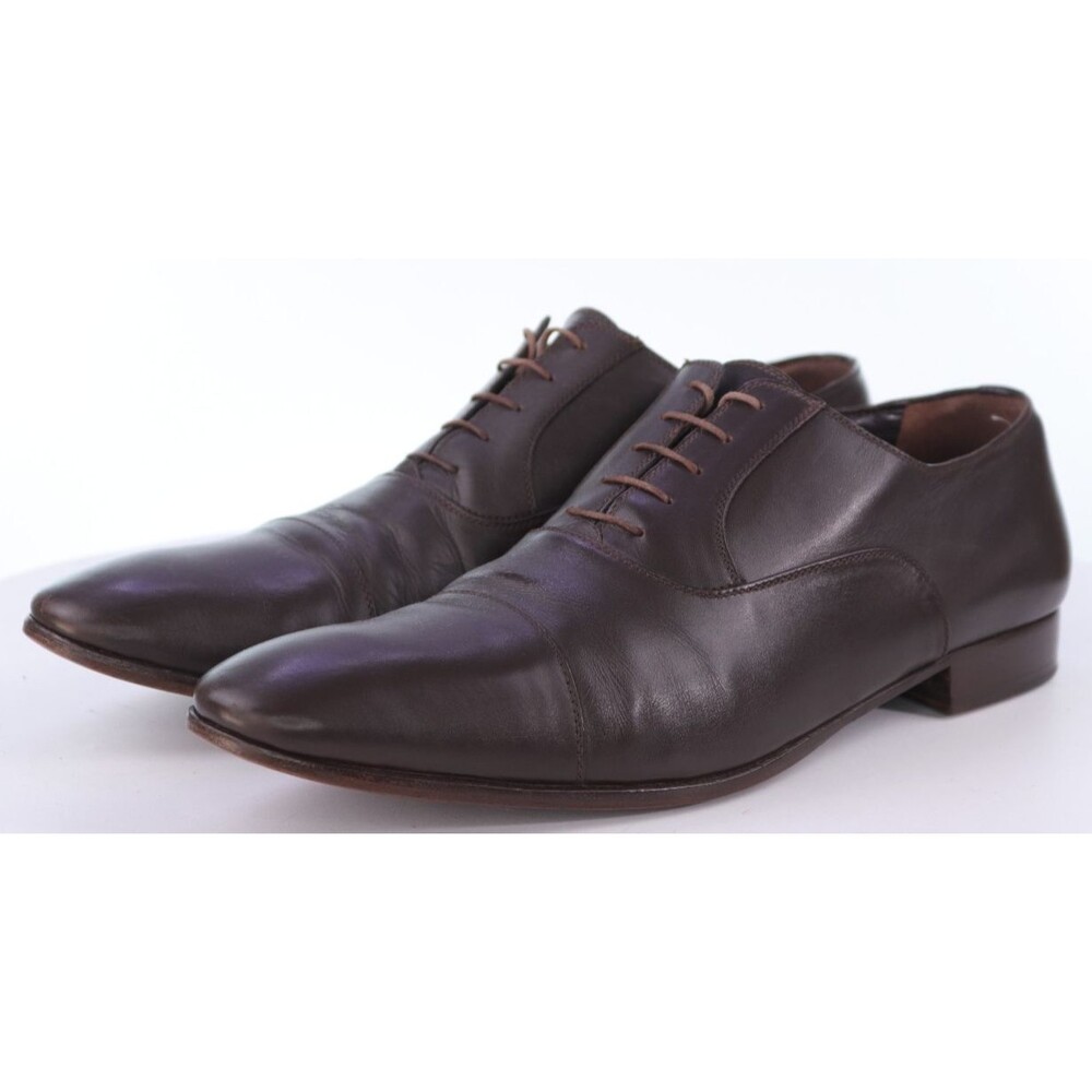 A.Testoni Basic Men's Cap Toe Dress Shoes Size 11 M Leather Brown